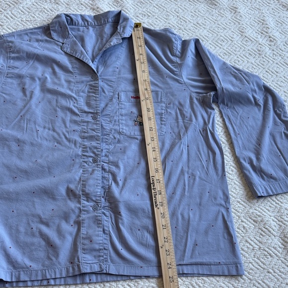Sanrio Blue Button Down Shirt Hello Kitty Embroidery Size L - Picture 6 of 6